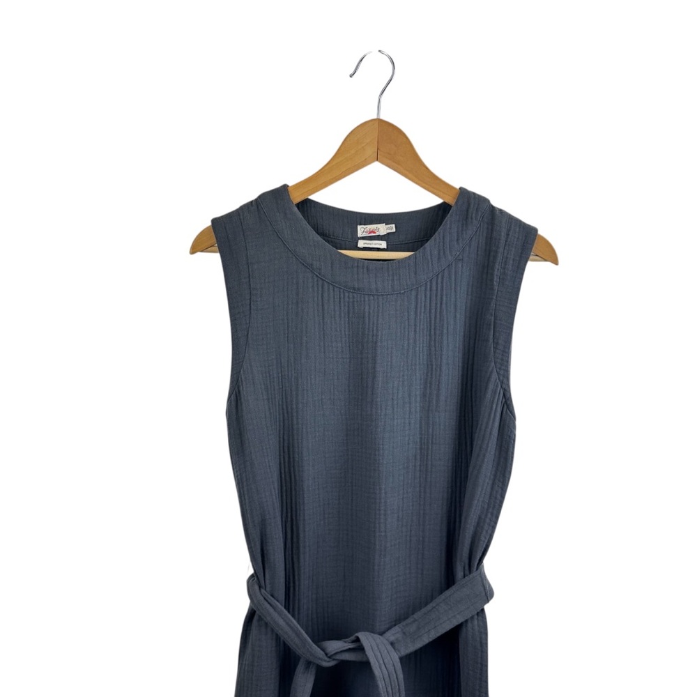 Faherty Dream Costa Sleeveless Organic Cotton Gauze Midi Dress Charcoal Sz. XS - Picture 11 of 14